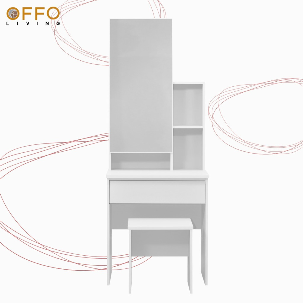 Offo Living - Meja Rias AIRI Minimalis Modern Full Putih