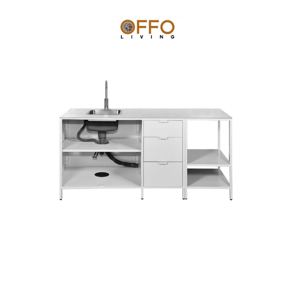 Offo Living - Kitchen Set Lemari Dapur Atas Besi Putih - Steel Kitchen Set White - KSC04