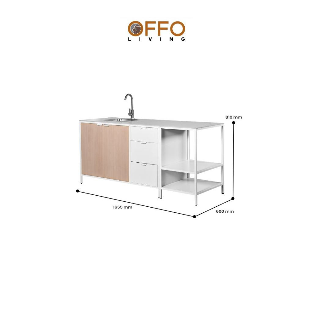 Offo Living - Kitchen Set Lemari Dapur Atas Besi Putih - Steel Kitchen Set White - KSC04