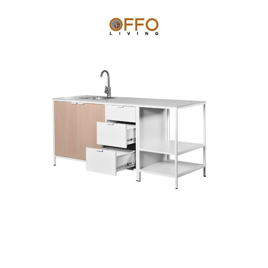 Offo Living - Kitchen Set Lemari Dapur Atas Besi Putih - Steel Kitchen Set White - KSC04
