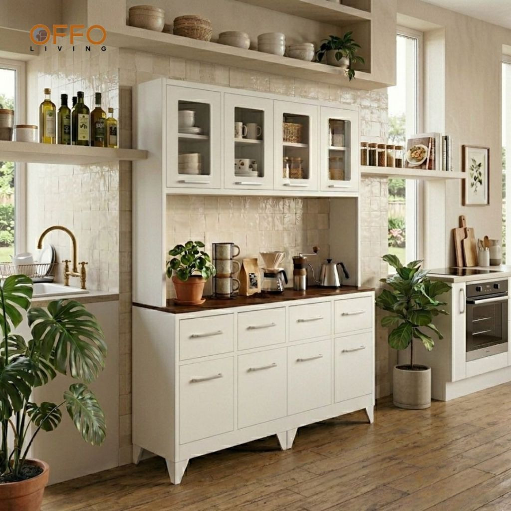 Offo Living - Rak Dapur Lemari Besi Putih 4 Pintu - Kitchen Set Steel Cabinet White 601