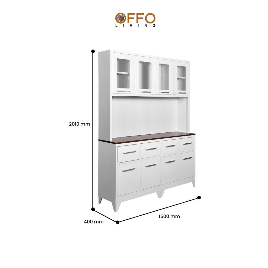 Offo Living - Rak Dapur Lemari Besi Putih 4 Pintu - Kitchen Set Steel Cabinet White 601