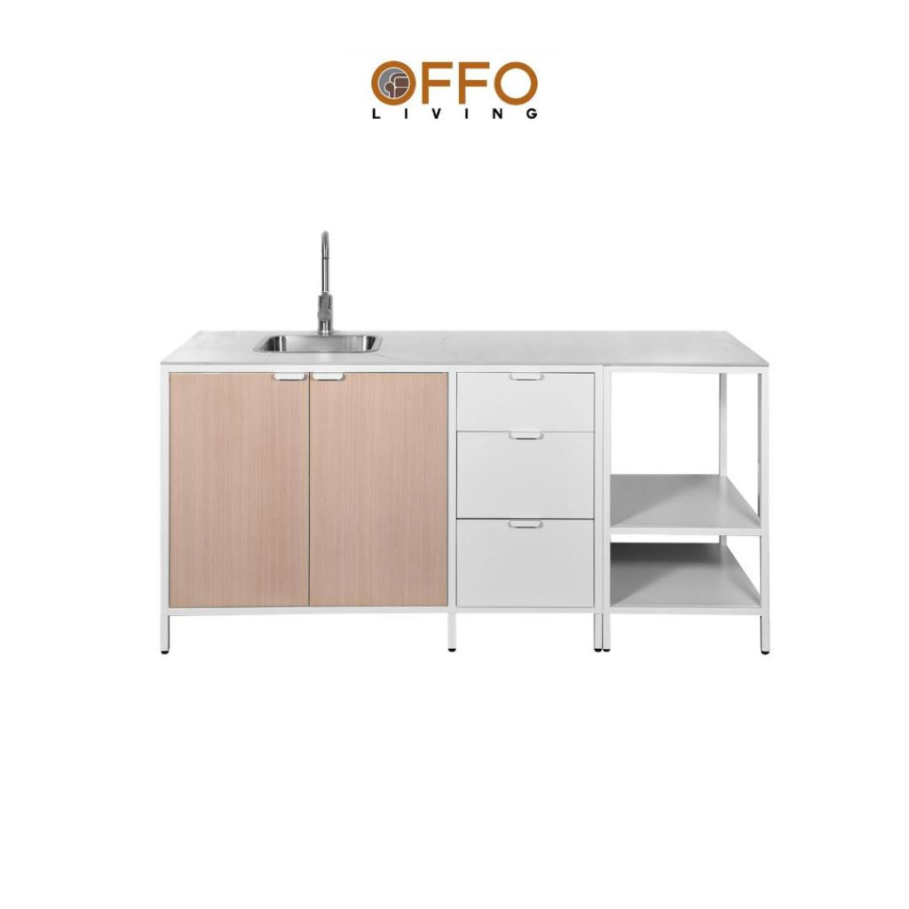 Offo Living - Kitchen Set Lemari Dapur Atas Besi Putih - Steel Kitchen Set White - KSC04