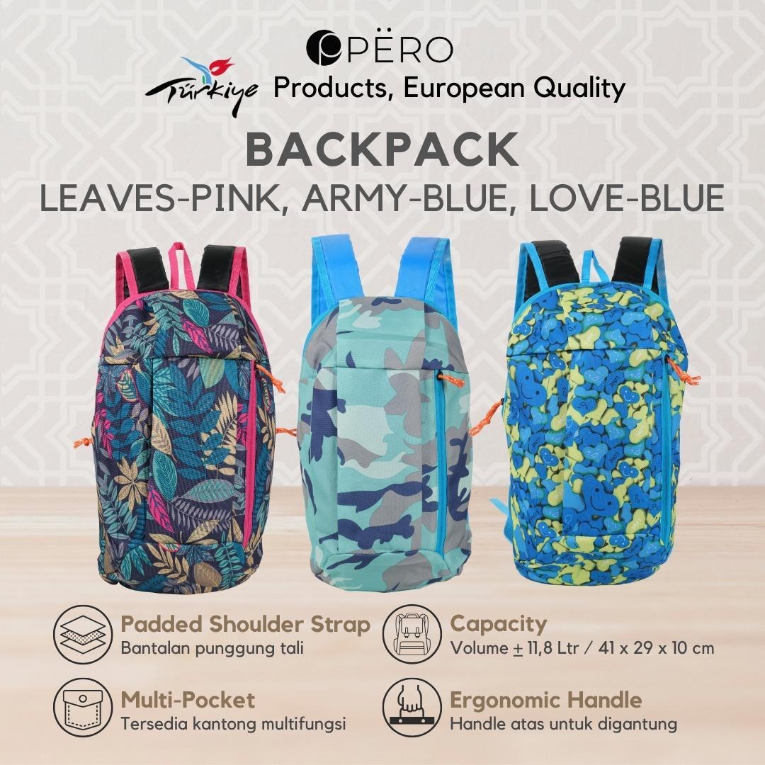 Pero Mini Sports Backpack / Tas Ransel Mini / Backpack Mini - Pink, Green, Blue