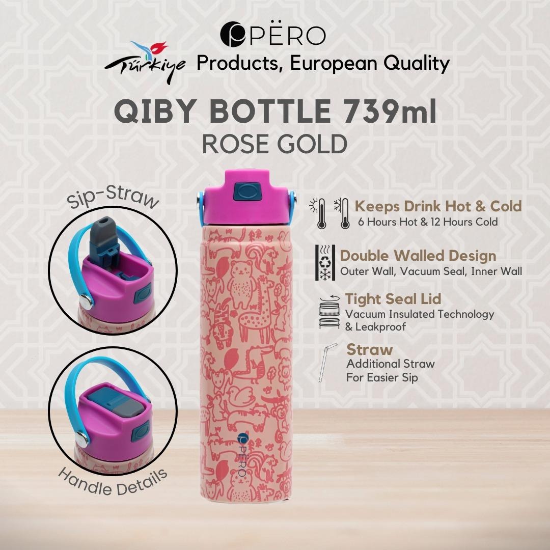 Qiby Bottle 739 ml / Bottles Water / Botol Minum - Pink, Rose Gold, Yellow, Blue