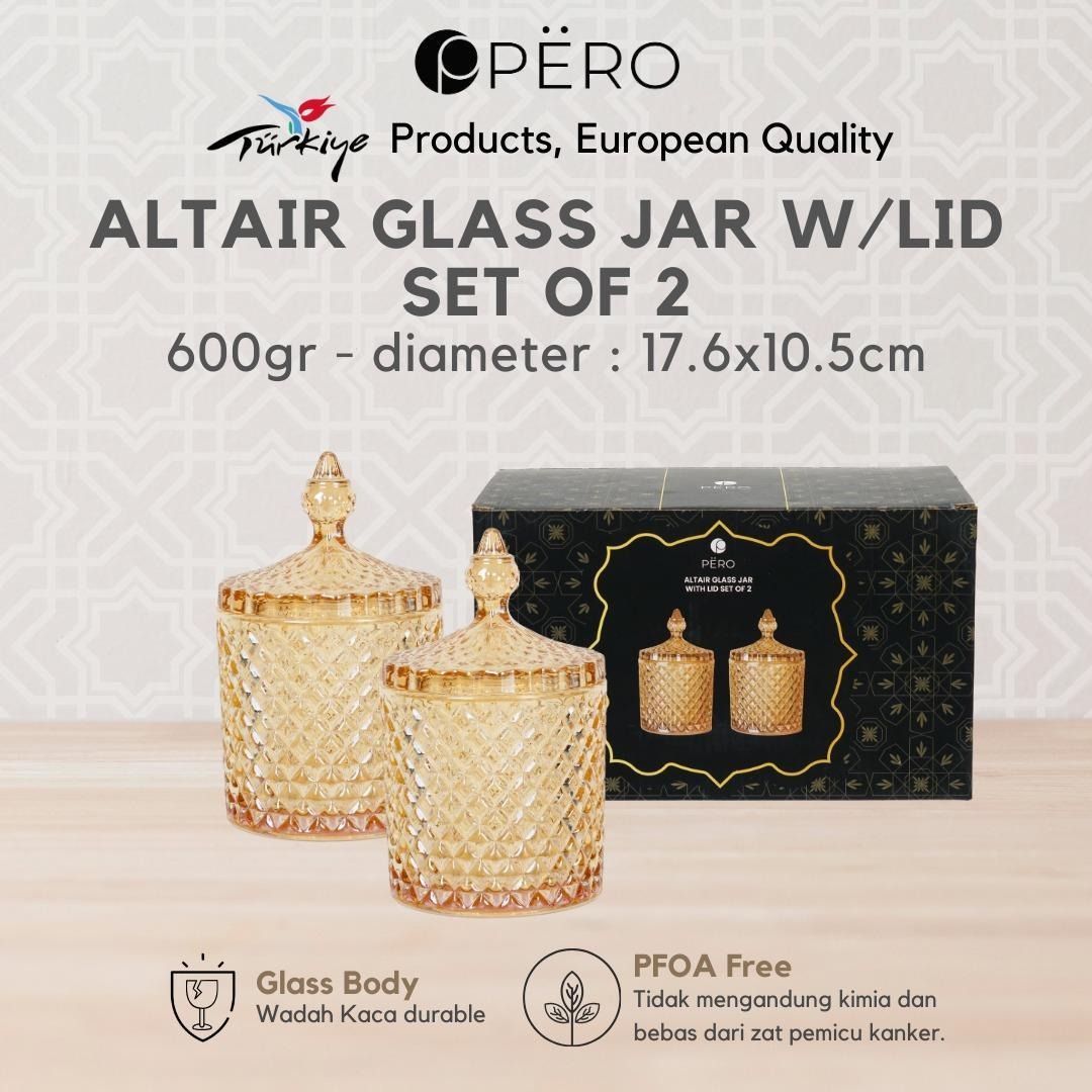 Pero Altair Glass Jar with Lid Set of 2/ Toples Lebaran Set Of 2