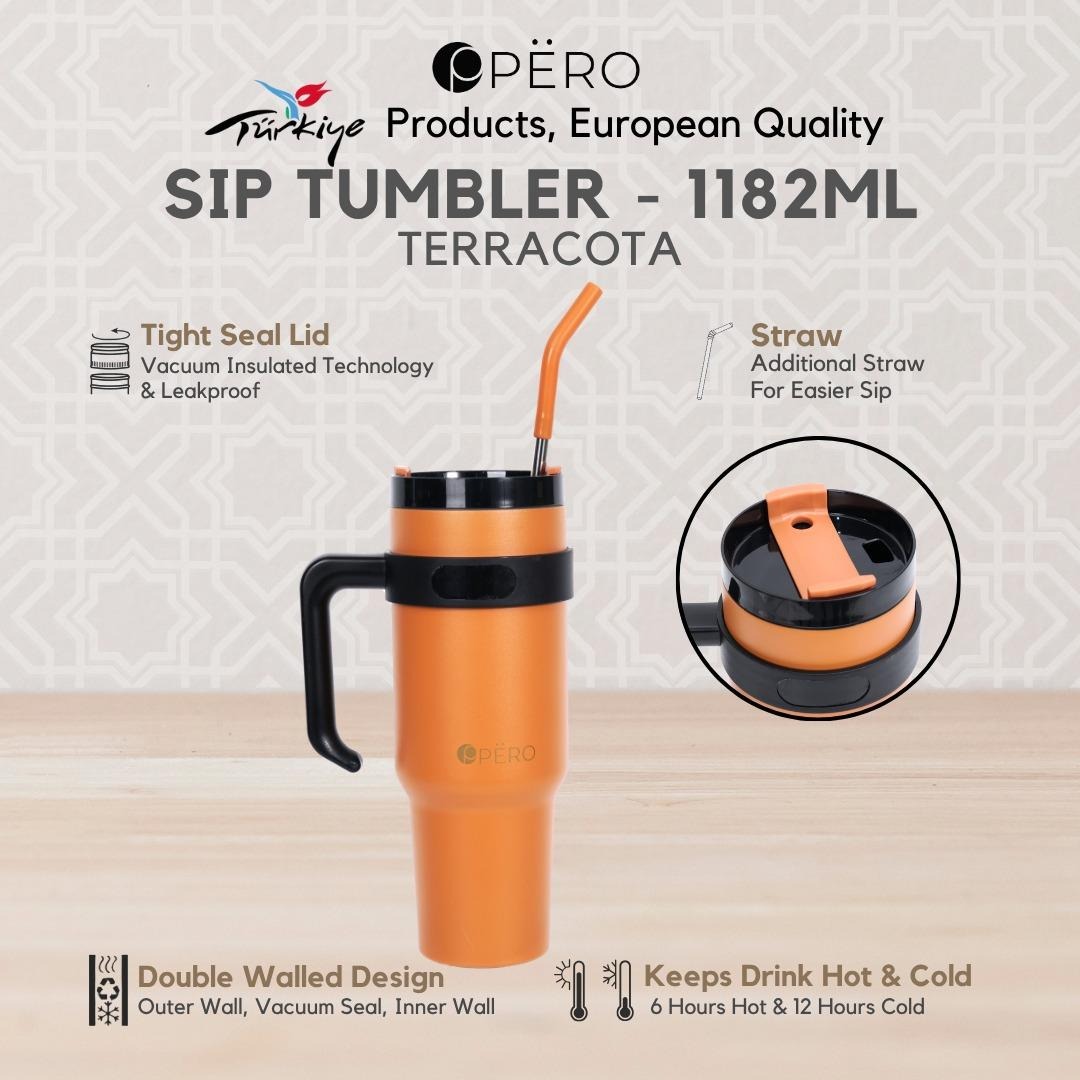 PERO Sip Straw Tumbler / Botol Minum 1182ml - Navy, Green, Black, Terracota