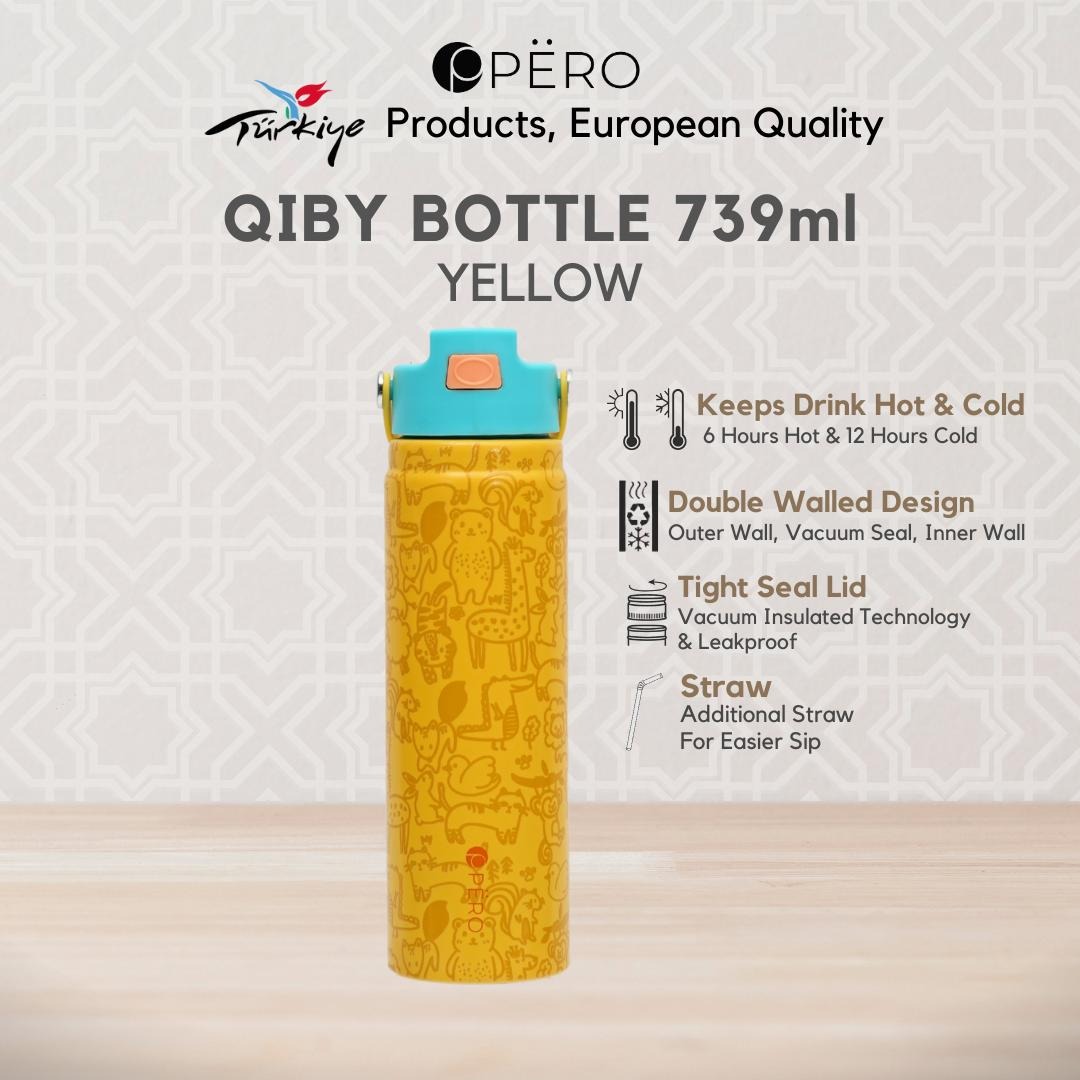 Qiby Bottle 739 ml / Bottles Water / Botol Minum - Pink, Rose Gold, Yellow, Blue