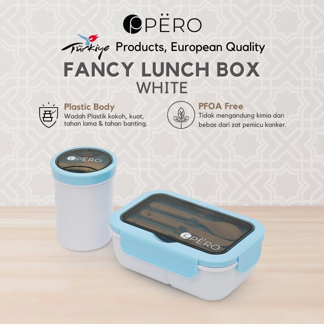 Pero Fancy Lunch Box / Kotak Makan With Soup Container - White, Yellow, Mint, Pink