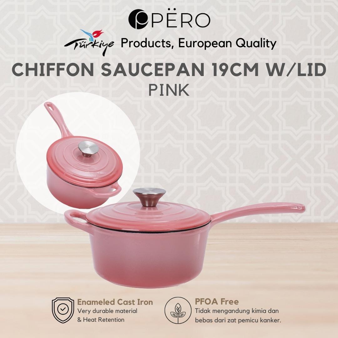 Pero Chiffon Saucepan 19Cm W / LID - Creamy, Pink