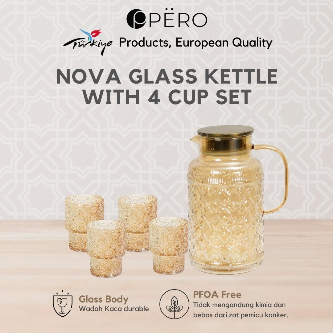 Pero Nova Glass Kettle With 4 Cup Set