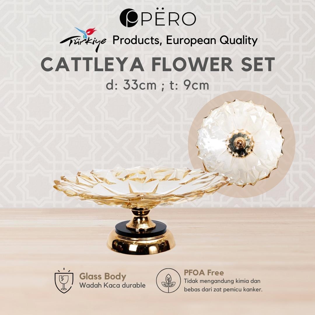 Pero Cattleya Flower Set / Piring Saji Buah dan Kue Kaca