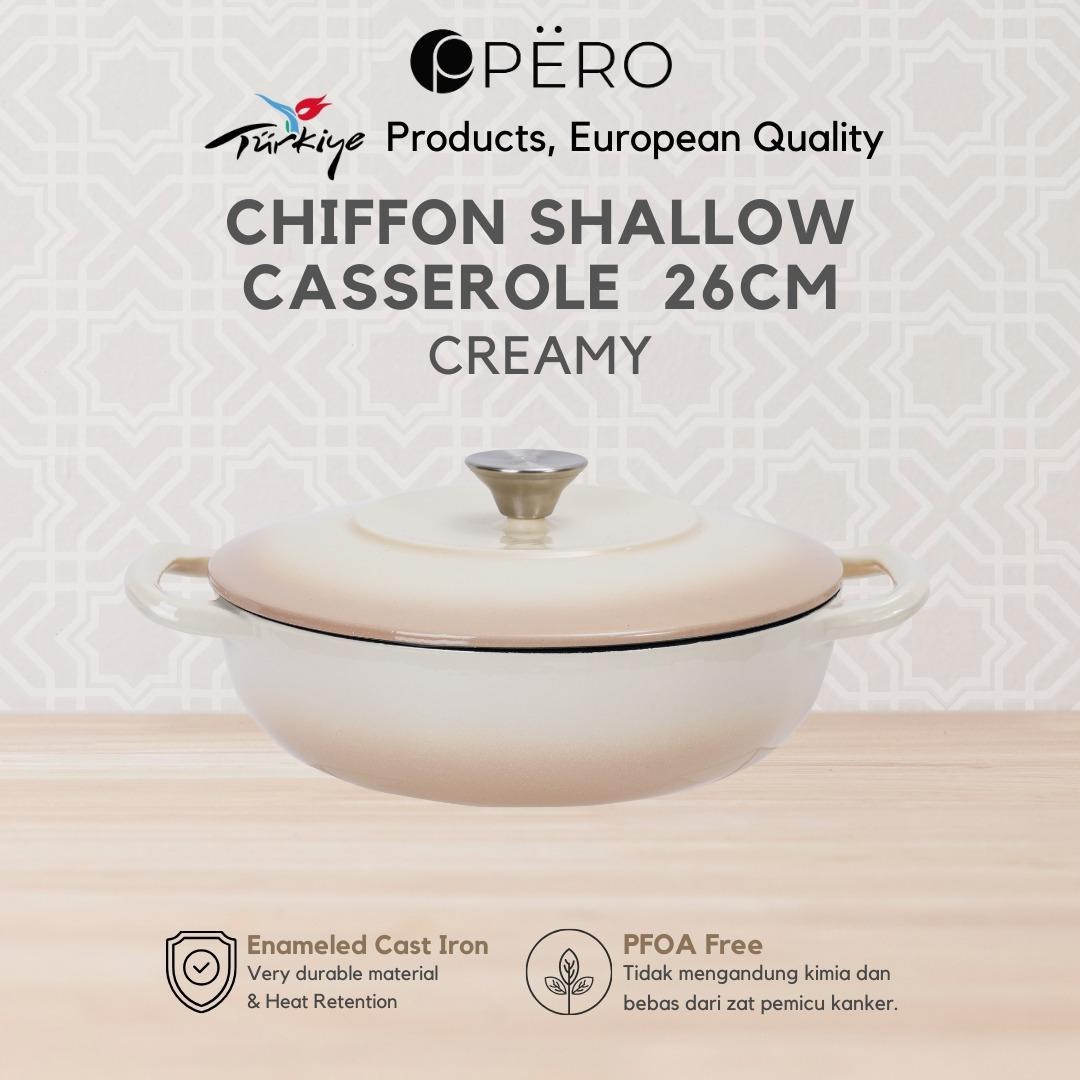 Pero Chiffon Shallow Casserole 26Cm - Creamy, Pink