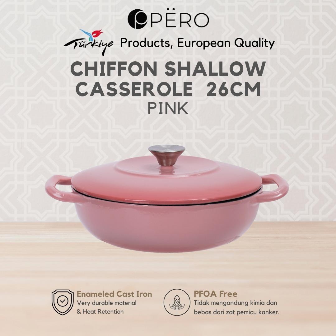 Pero Chiffon Shallow Casserole 26Cm - Creamy, Pink