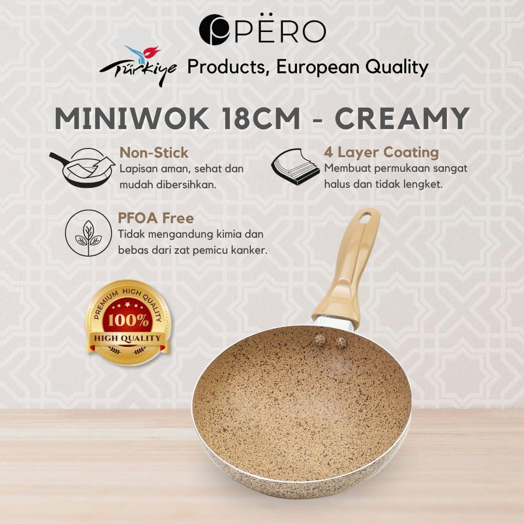 Mini Wok 18 Cm / Wajan Panci Penggorengan Deep Fry 18 Cm / Tanpa Tutup / Anti Lengket - Creamy, Rose Gold, Lilac