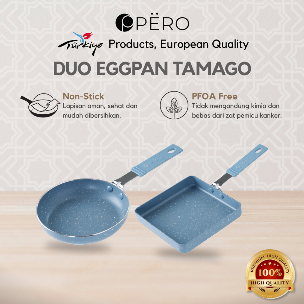 Set of 2 Mini Egg Pan & Tamagoyaki Pan - Pink, Mint, Lilac, Blue, Peach
