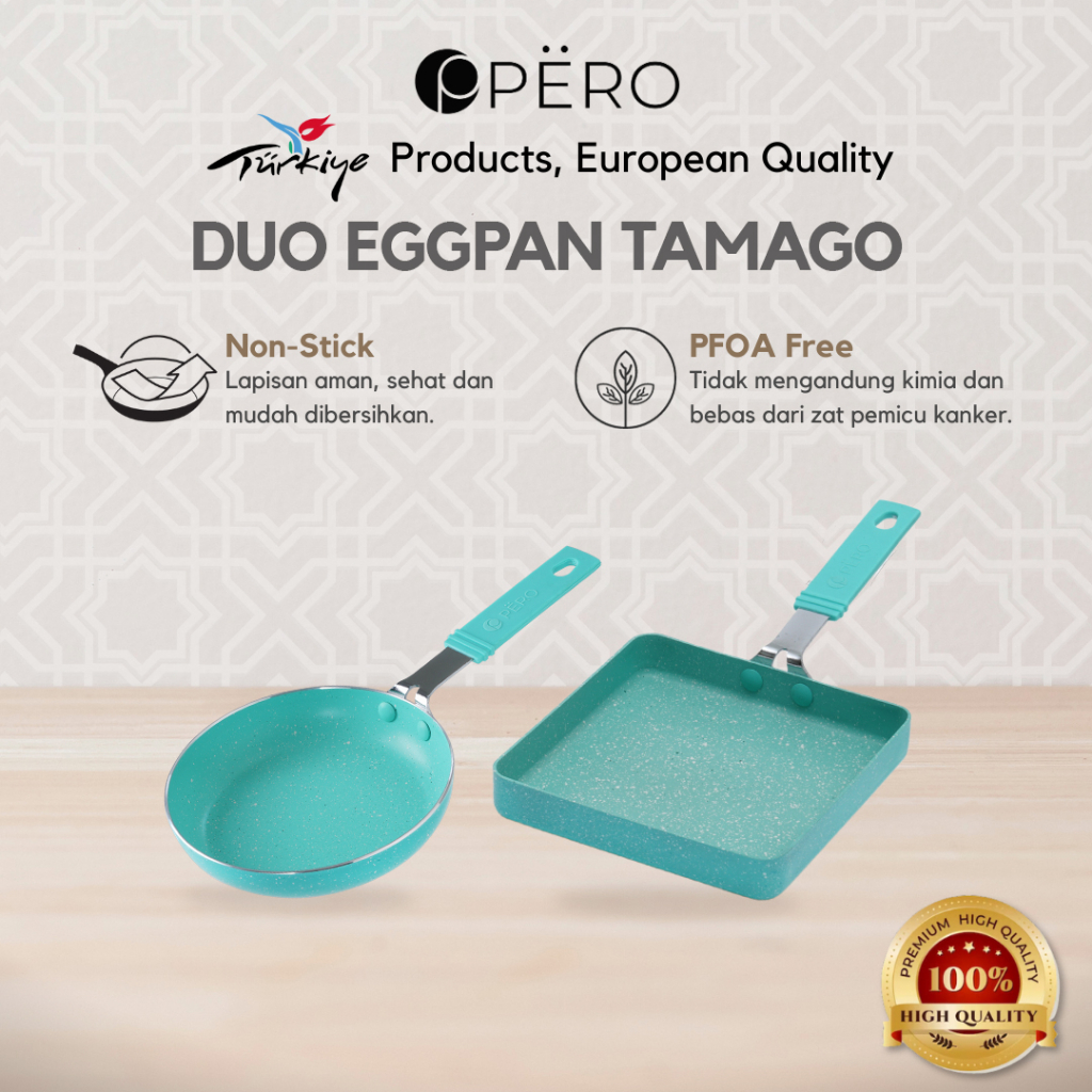 Set of 2 Mini Egg Pan & Tamagoyaki Pan - Pink, Mint, Lilac, Blue, Peach