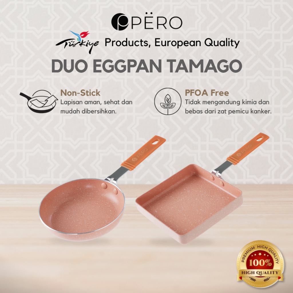 Set of 2 Mini Egg Pan & Tamagoyaki Pan - Pink, Mint, Lilac, Blue, Peach