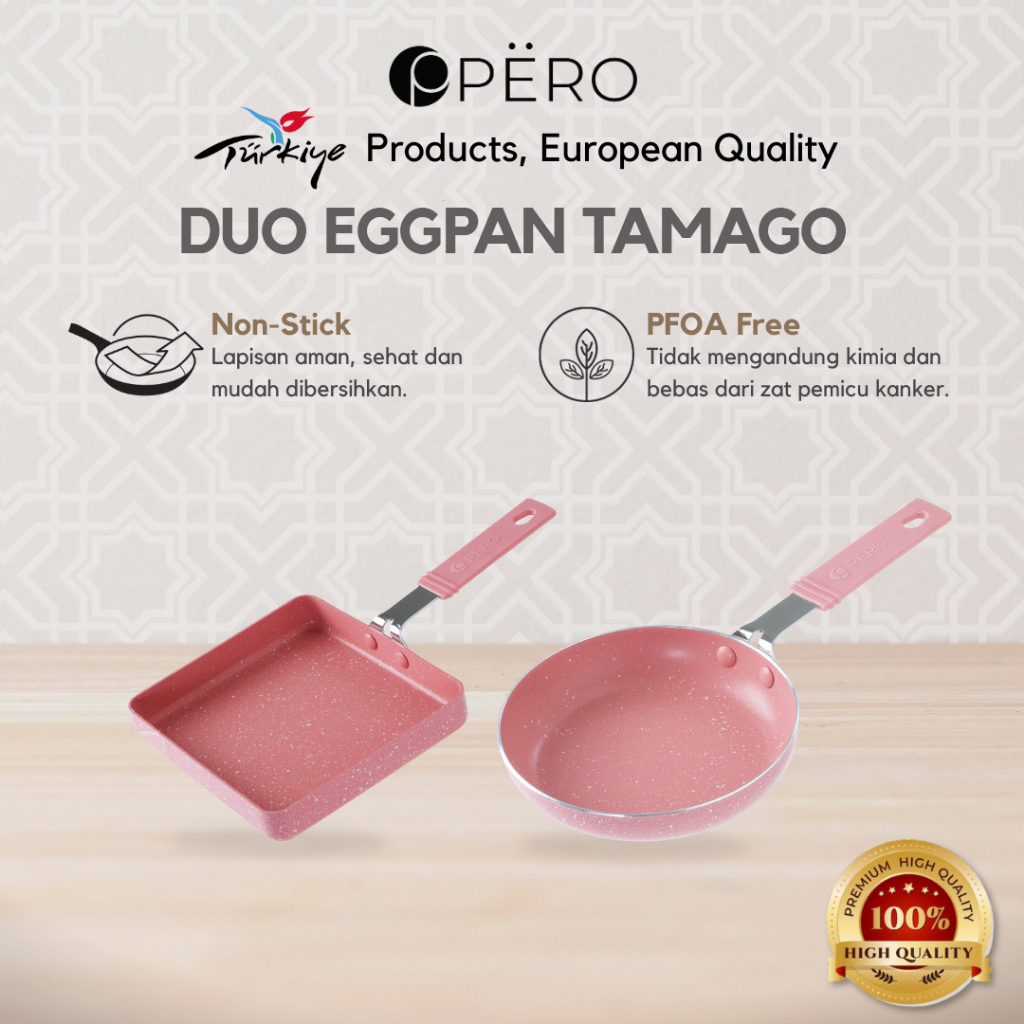 Set of 2 Mini Egg Pan & Tamagoyaki Pan - Pink, Mint, Lilac, Blue, Peach