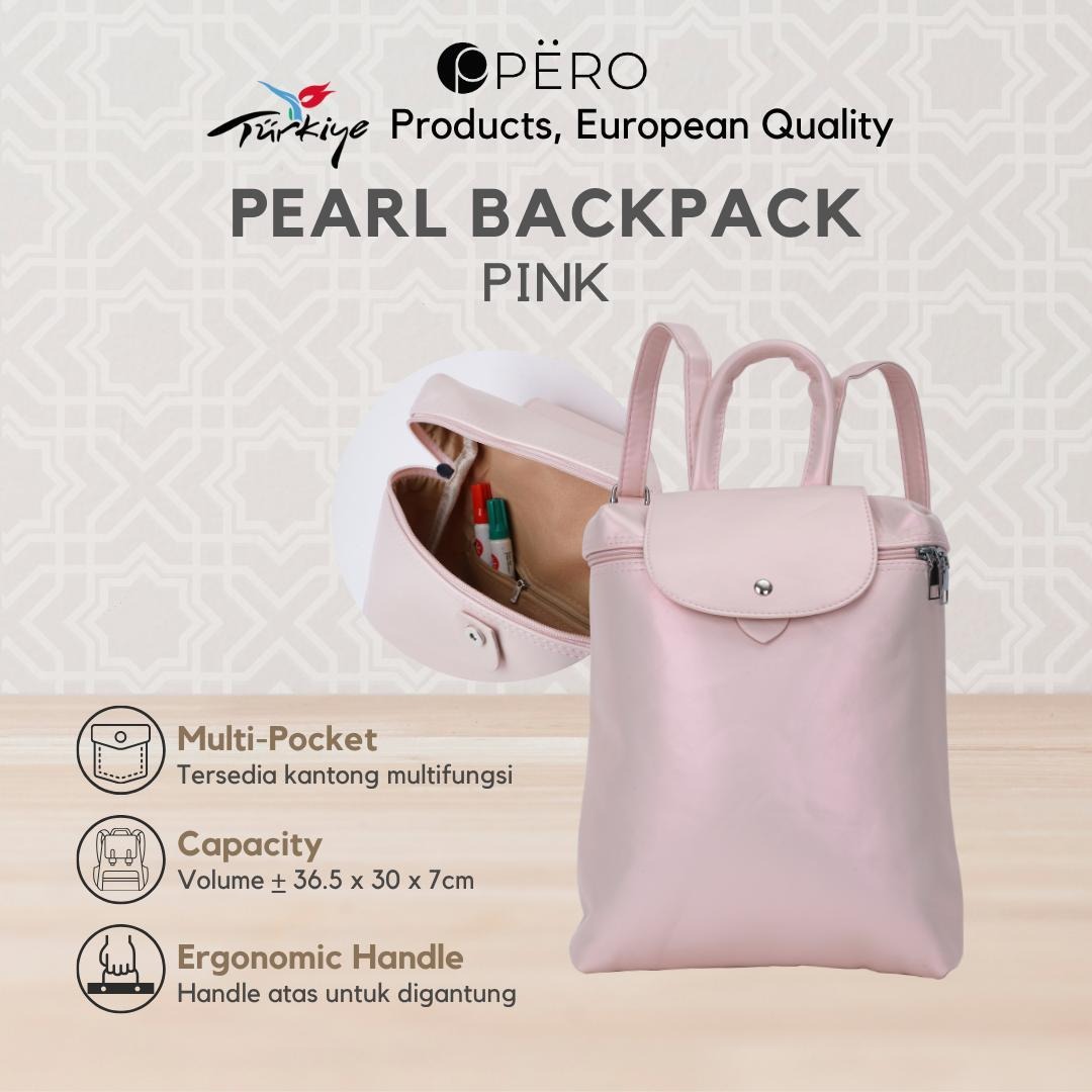 Pero Pearl Backpack / Ransel - Pink, White