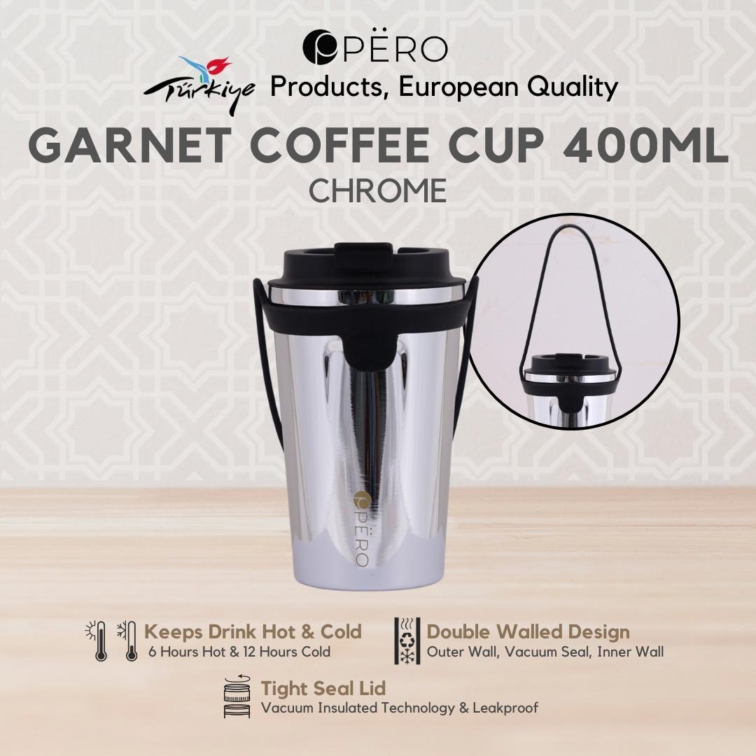 Pero Garnet Coffee Cup 400ML With Silicon Strap - Rose Gold, Silver