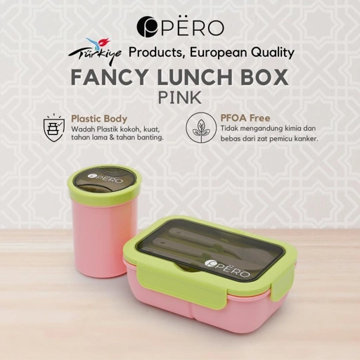 Image of Pero Fancy Lunch Box With Soup Container / Set Kotak Makan Anti Tumpah Kedap Udara / Dengan Soup Container