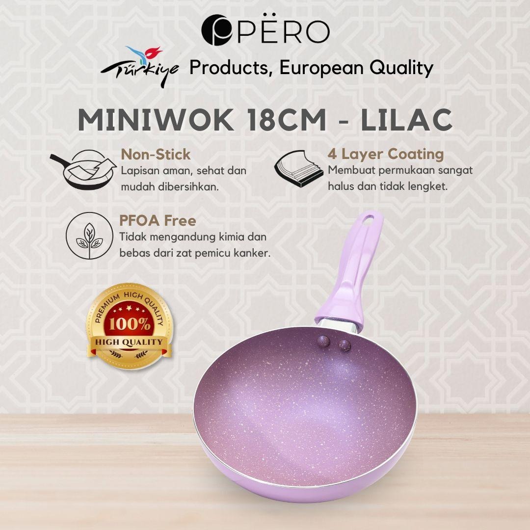 Mini Wok 18 Cm / Wajan Panci Penggorengan Deep Fry 18 Cm / Tanpa Tutup / Anti Lengket - Creamy, Rose Gold, Lilac