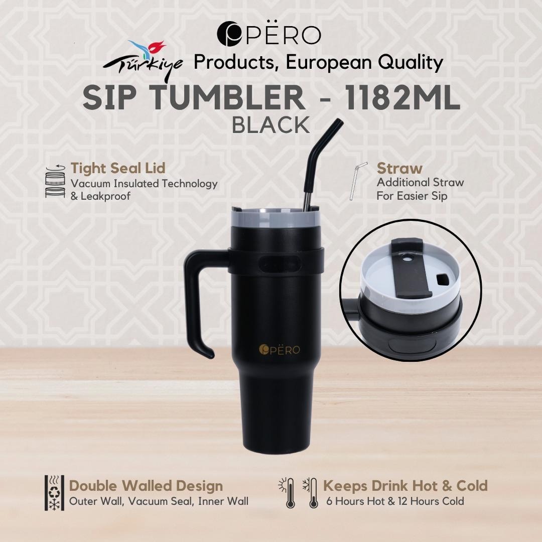 PERO Sip Straw Tumbler / Botol Minum 1182ml - Navy, Green, Black, Terracota