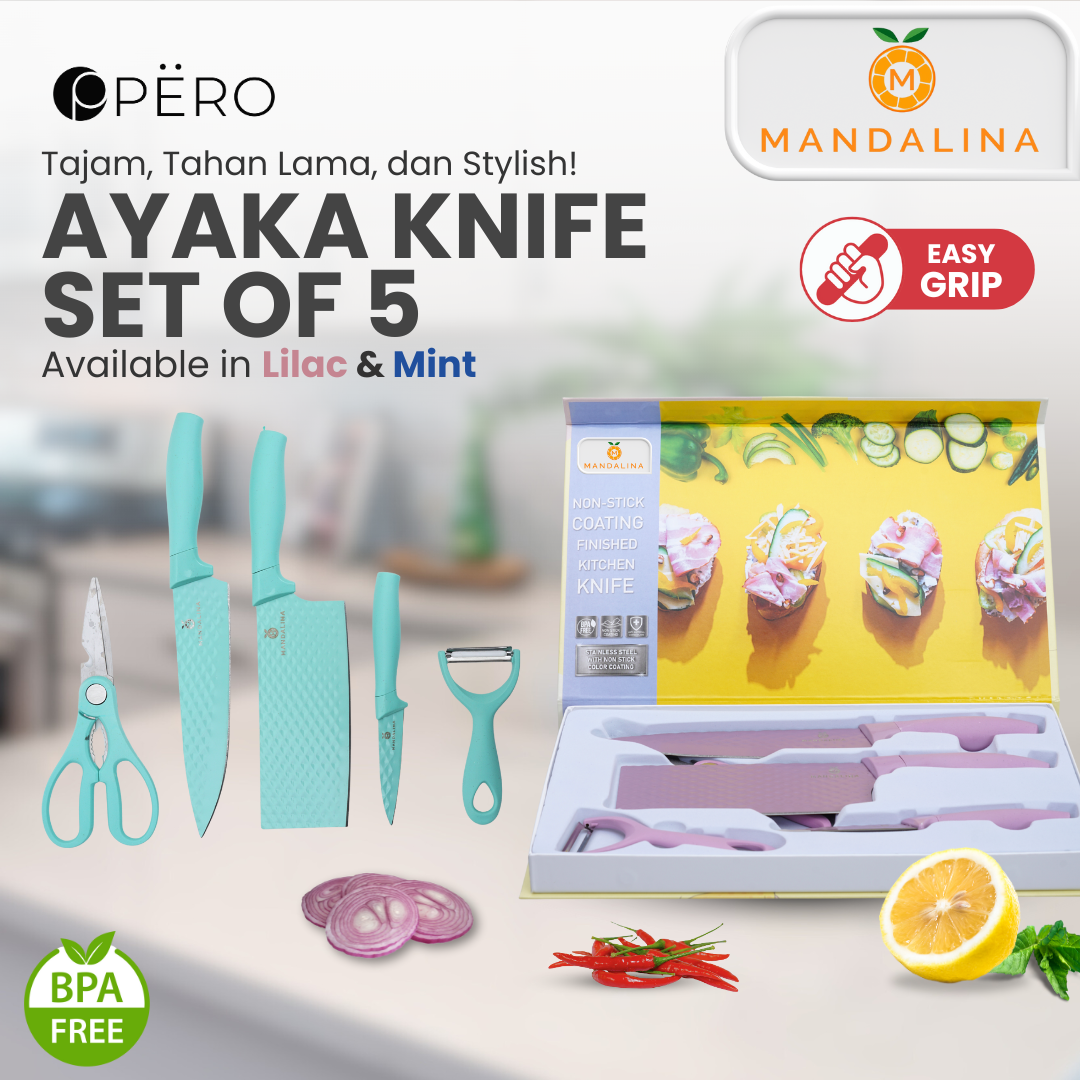 Pero Ayaka Knife Set of 5 - Lilac, Pink, Mint