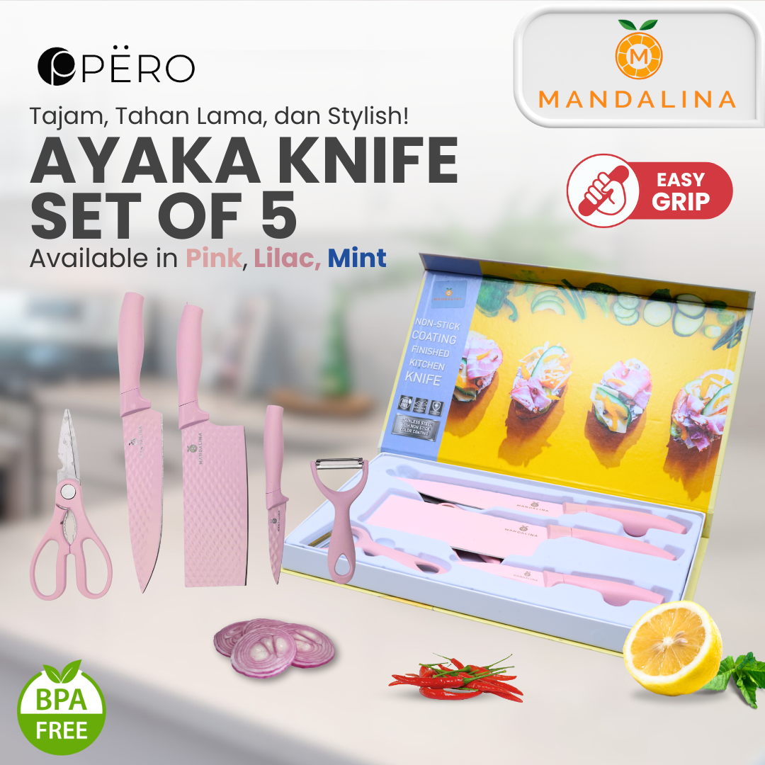 Pero Ayaka Knife Set of 5 - Lilac, Pink, Mint