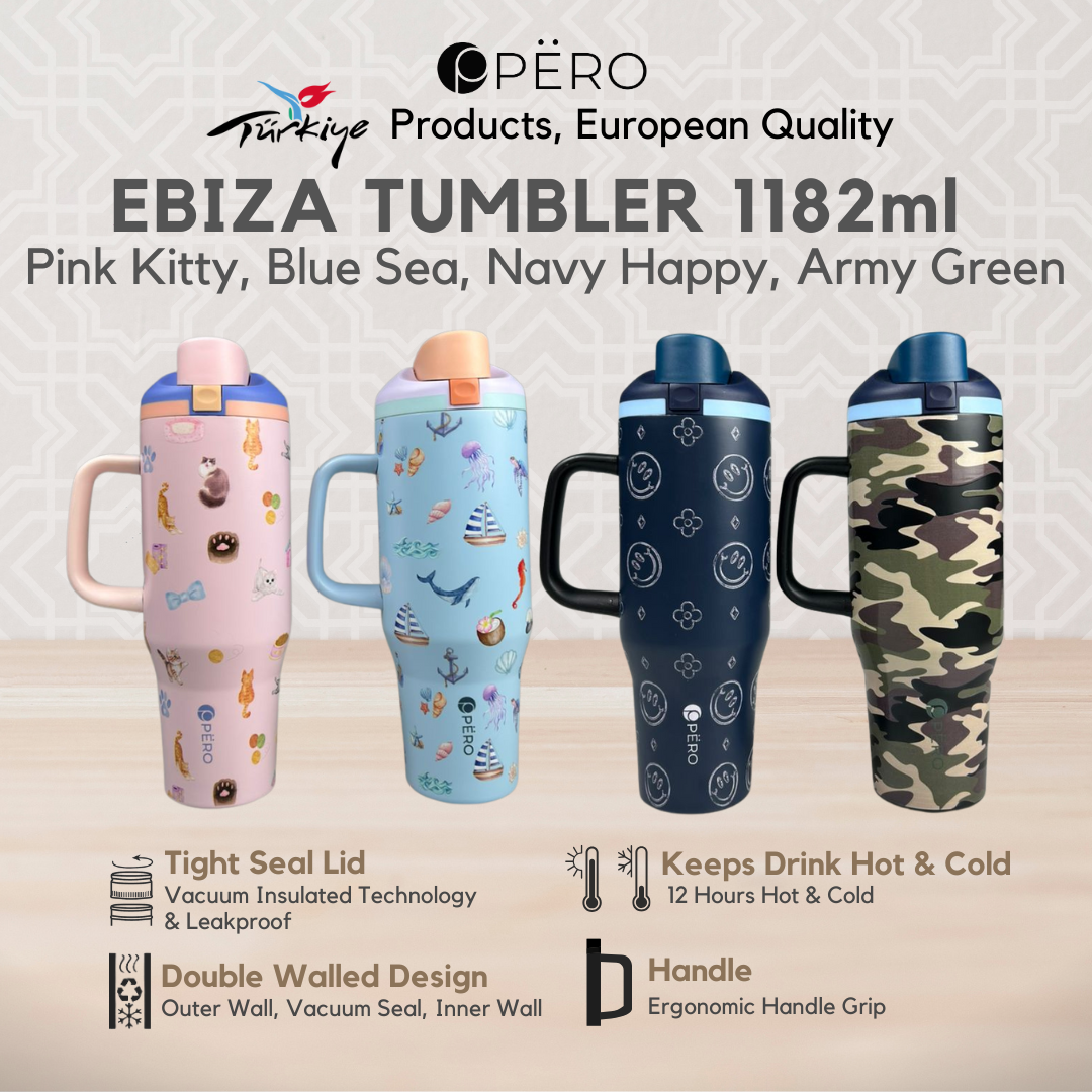 PERO Ebiza Tumbler / Botol Minum 1182ml - Green, Navy, Blue