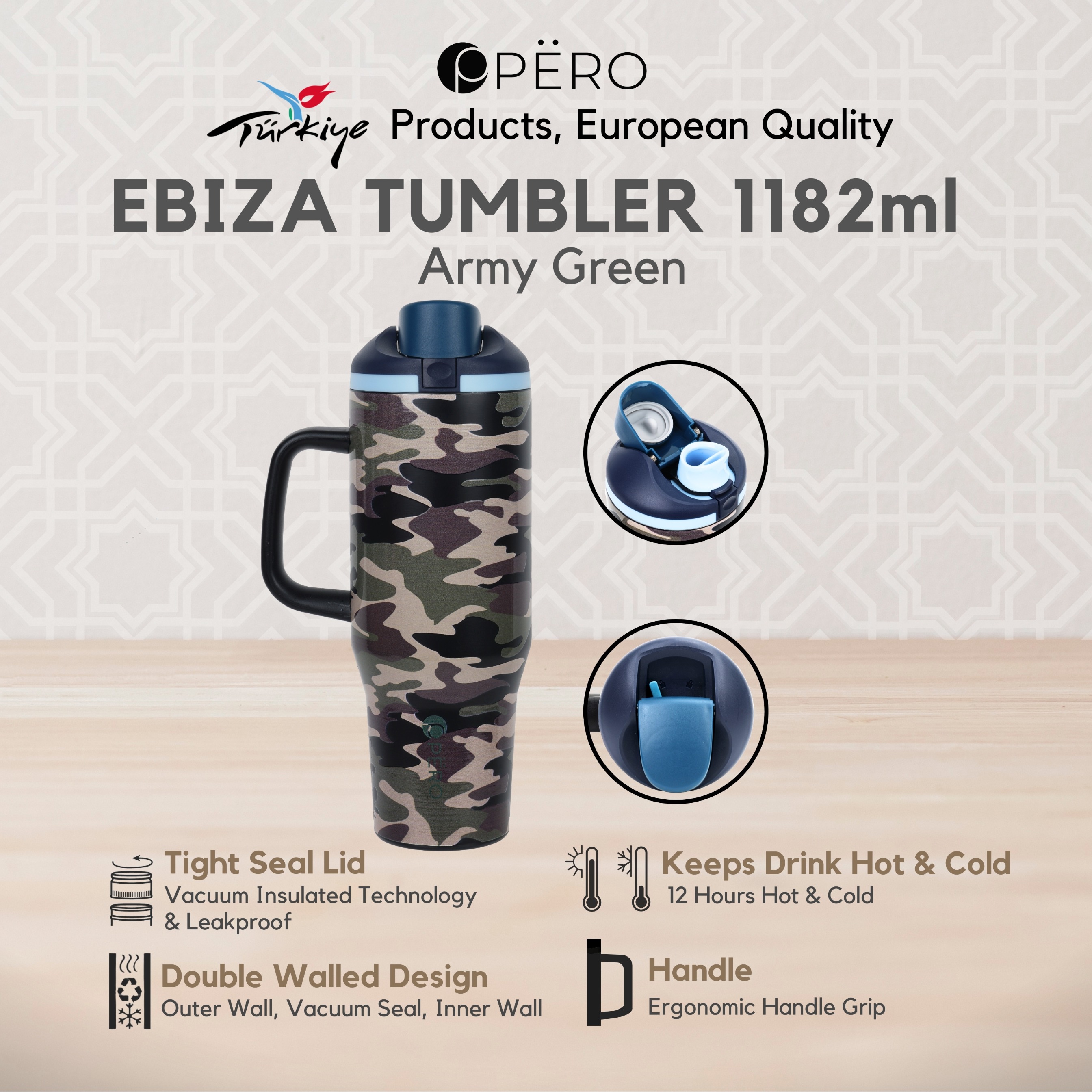 PERO Ebiza Tumbler / Botol Minum 1182ml - Green, Navy, Blue