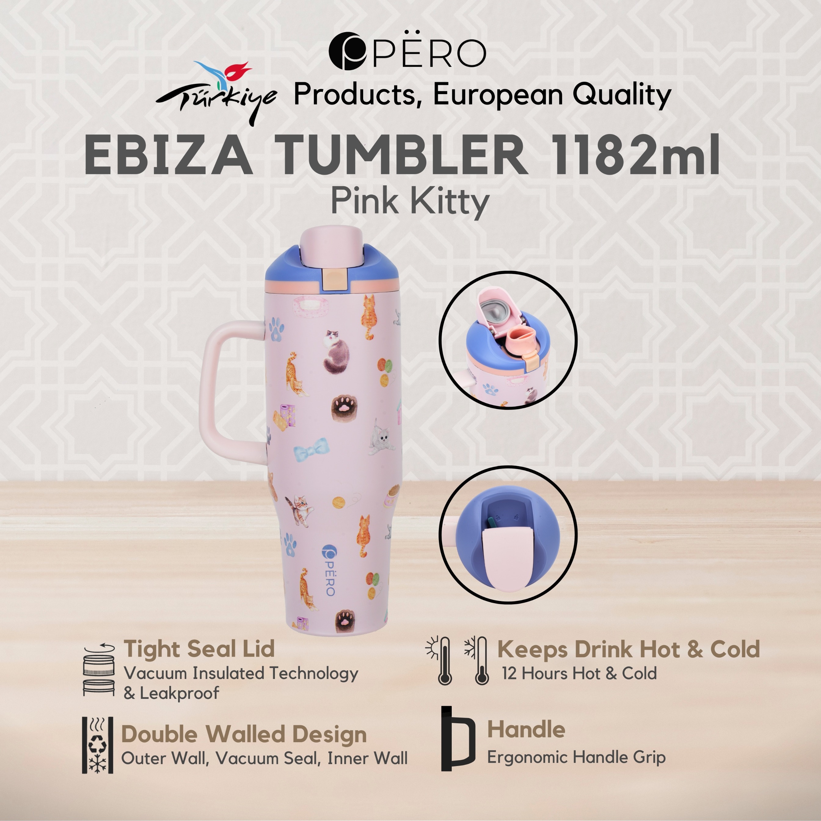 PERO Ebiza Tumbler / Botol Minum 1182ml - Green, Navy, Blue