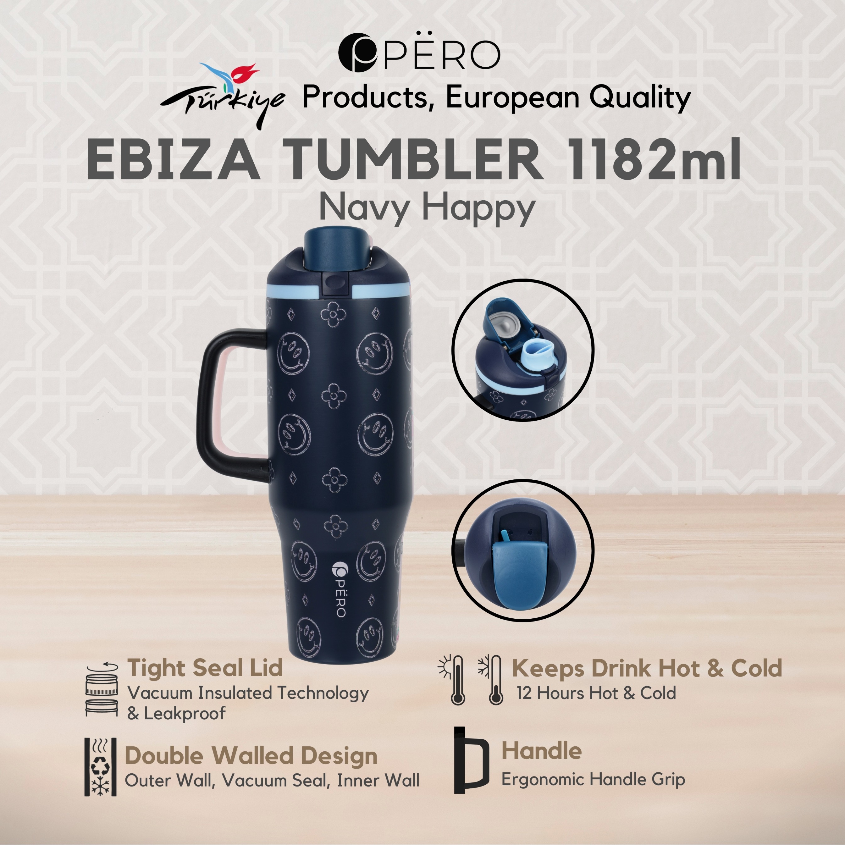 PERO Ebiza Tumbler / Botol Minum 1182ml - Green, Navy, Blue