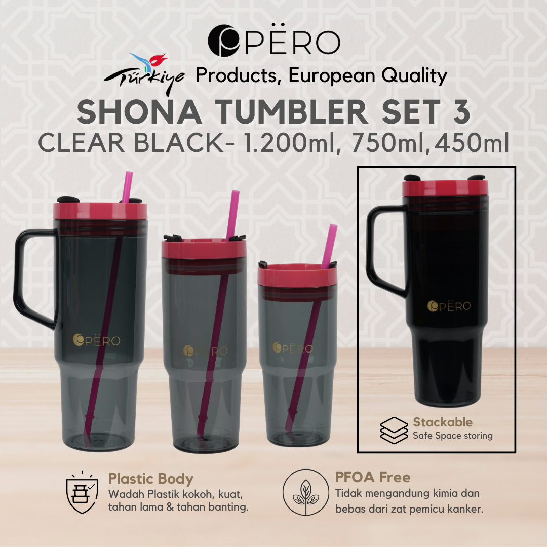 PERO Shona Tumbler / Botol Minum set 3 - Black, Green, Pink, Lilac