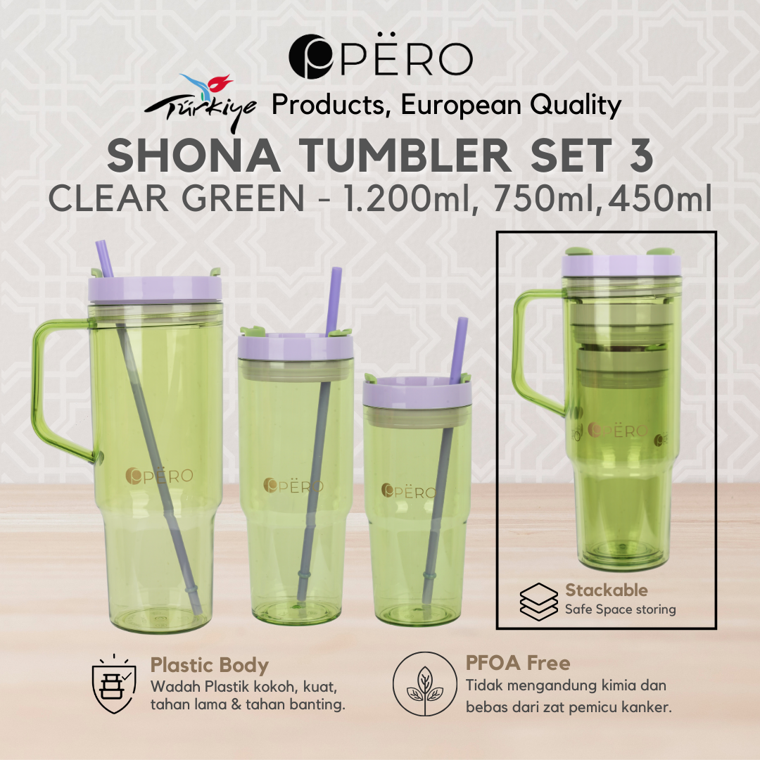 PERO Shona Tumbler / Botol Minum set 3 - Black, Green, Pink, Lilac