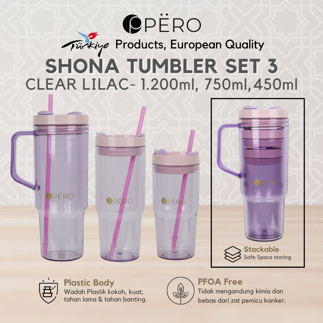 PERO Shona Tumbler / Botol Minum set 3 - Black, Green, Pink, Lilac