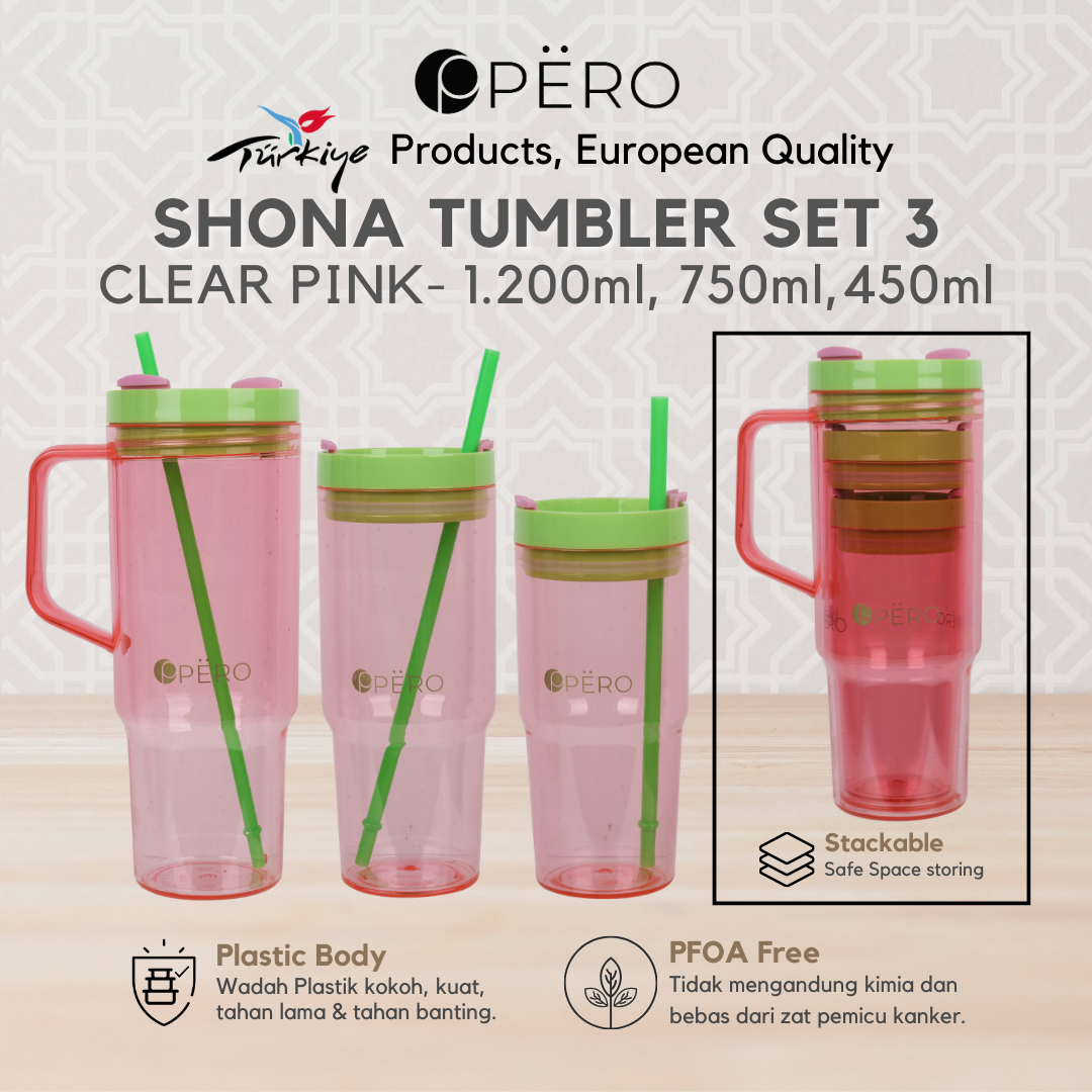 PERO Shona Tumbler / Botol Minum set 3 - Black, Green, Pink, Lilac