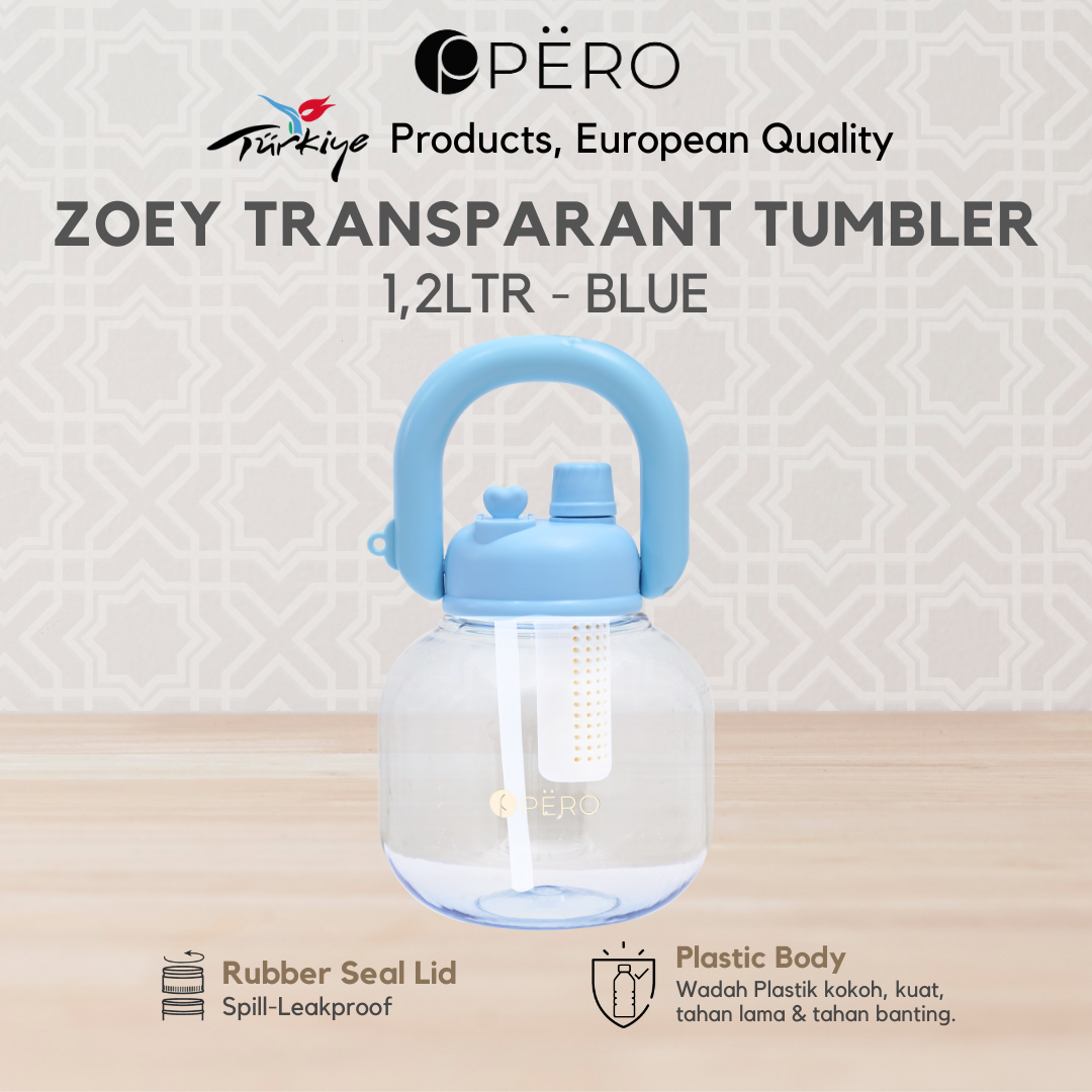 PERO ZOEY TUMBLER / Botol Minum Transparant 1.2L - Pink, Yellow