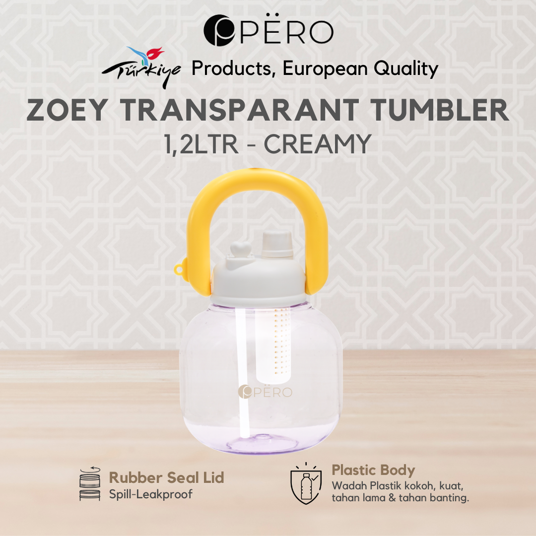 PERO ZOEY TUMBLER / Botol Minum Transparant 1.2L - Pink, Yellow