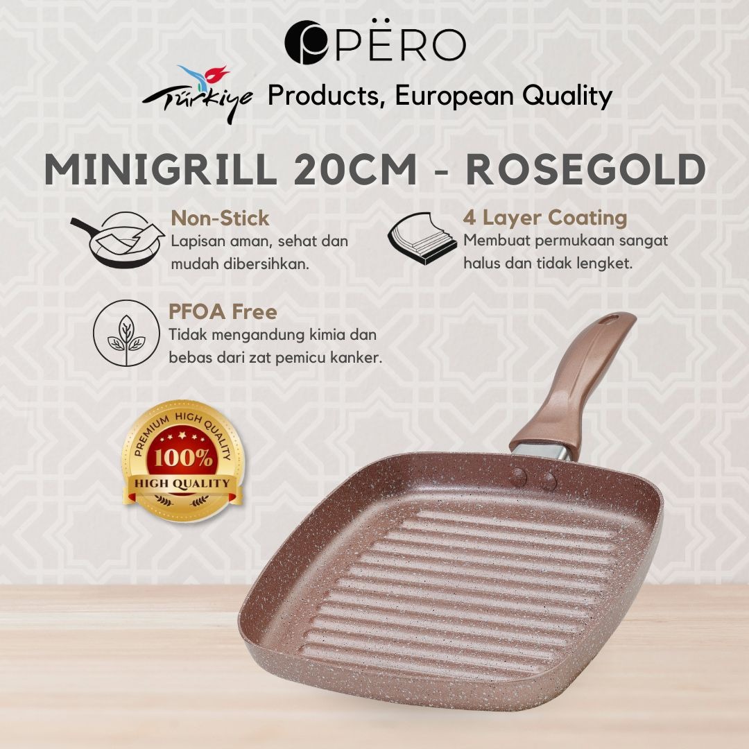 Mini Grillpan 20cm Granite Non Stick - Creamy, Lilac, Rose Gold