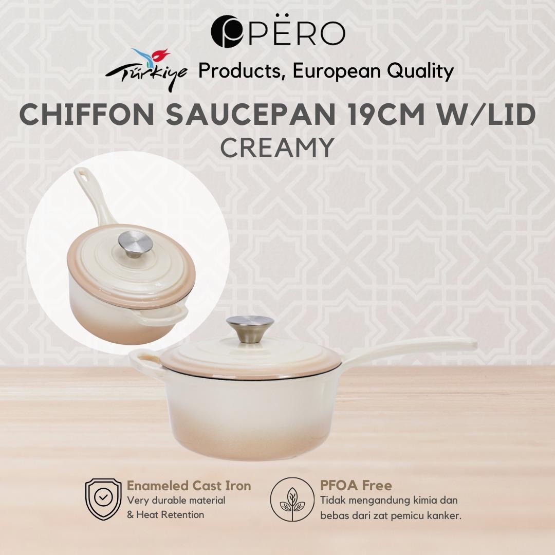 Pero Chiffon Saucepan 19Cm W / LID - Creamy, Pink
