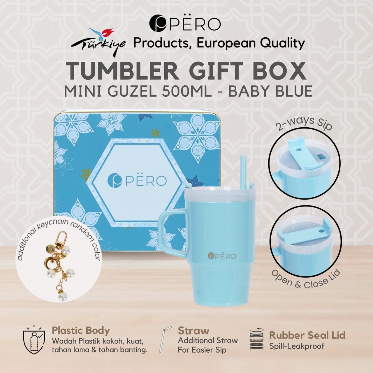 PERO INARA Gift Box Tumbler / Botol Minum Mini Guzel 550ml - Green, Baby Blue