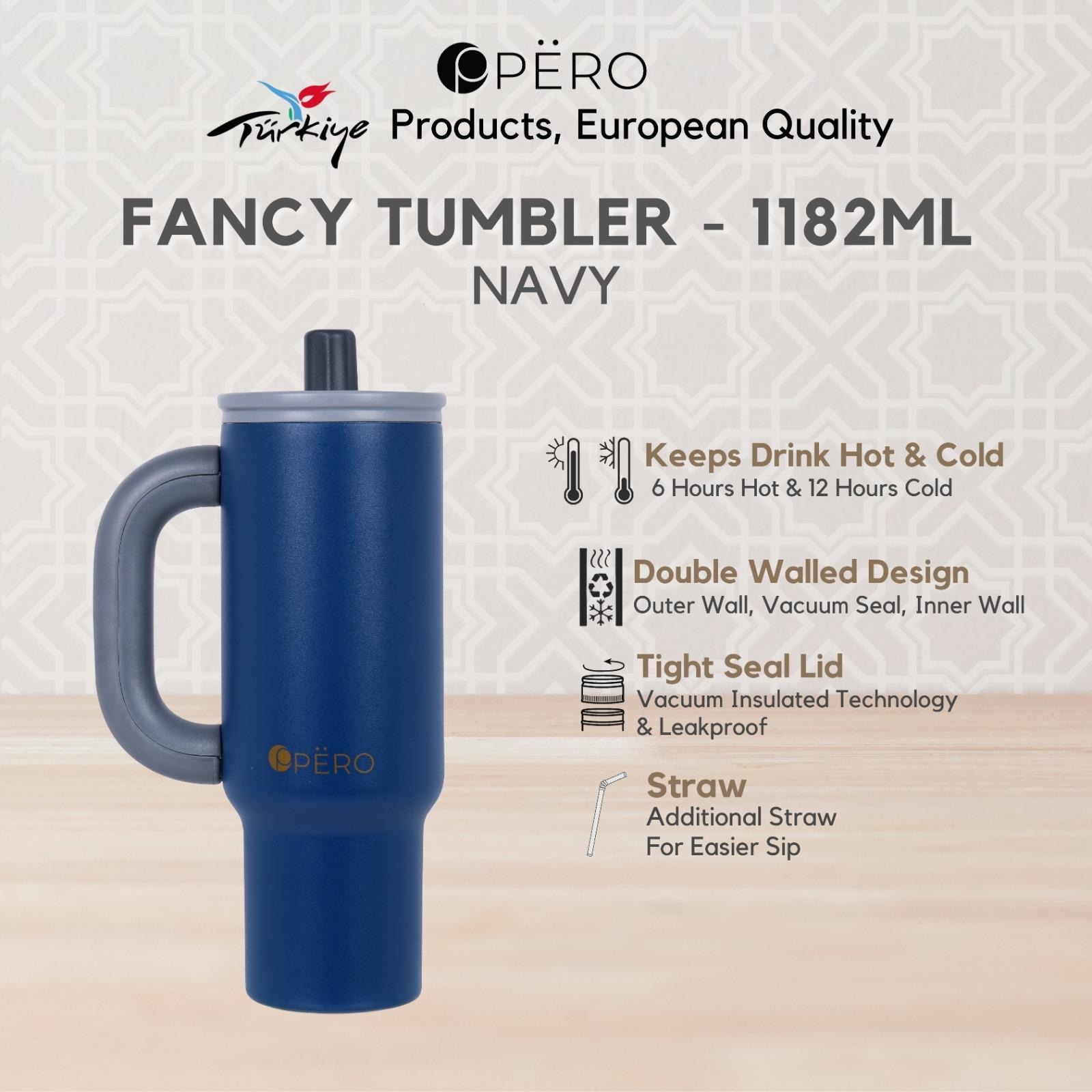 Pero Fancy Tumbler 1182 ML With Handle - Navy Grey, Grey navy