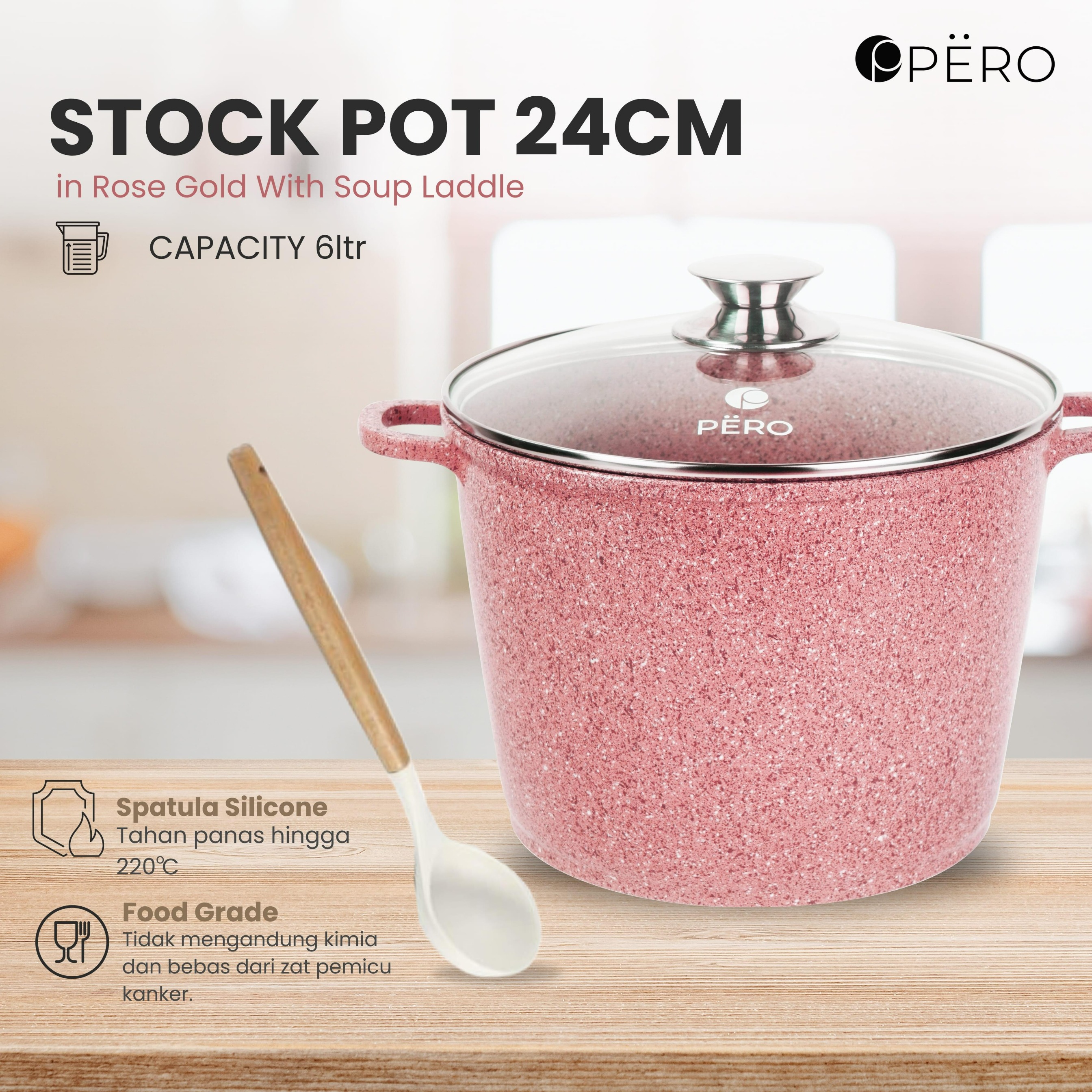 PERO Stock Pot 6Ltr - Creamy, Mint, Rose Gold