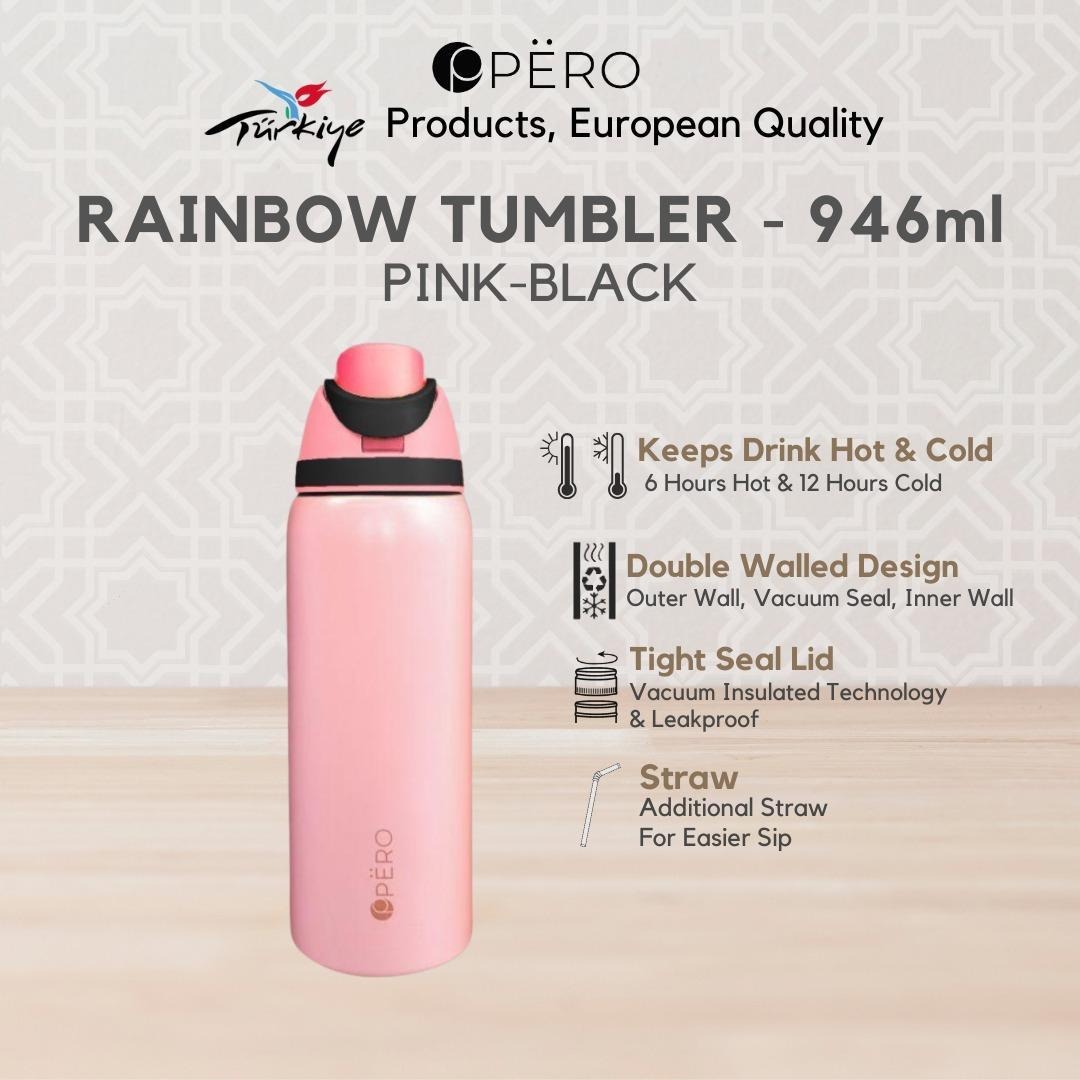 PERO Rainbow Tumbler 946ml - Black Pink, Pink Black, Lilac, Yellow
