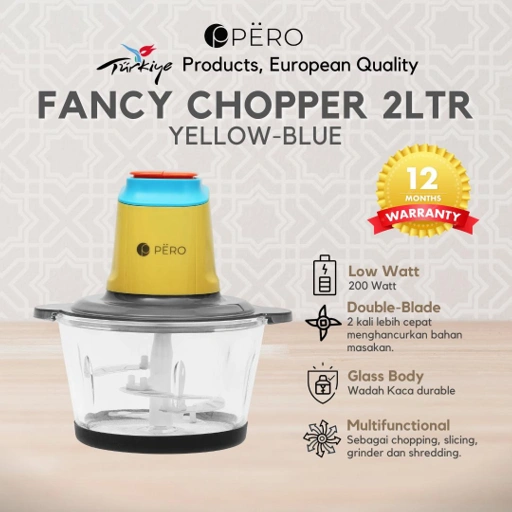 Image of Fancy Chopper 2 Liter / Food Processor 200 watt / Penggiling Daging Sayur Buah Es Batu / Chopper Kaca Tebal