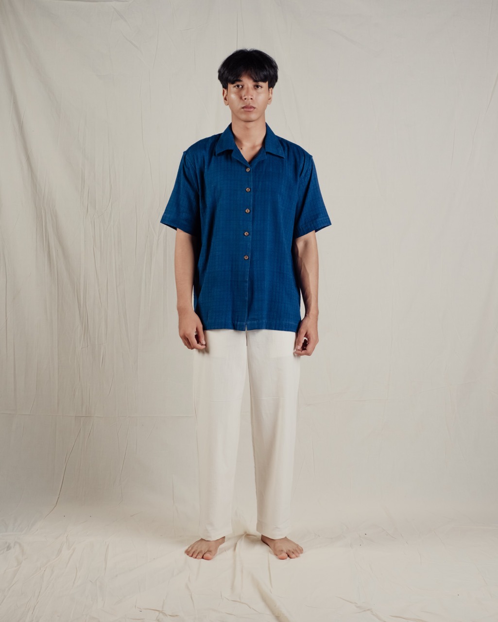 SAGARA WAFFLE SHIRT - INDIGO