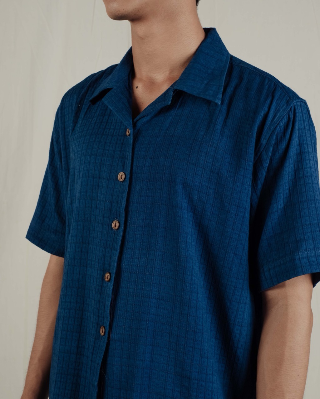 SAGARA WAFFLE SHIRT - INDIGO