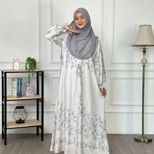 Image of Riskirich Shayma Gamis Silk Motif Premium Mewah dan Elegan